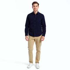 Navy Blue Denim Twill Cotton Shirt - Navy Drifter