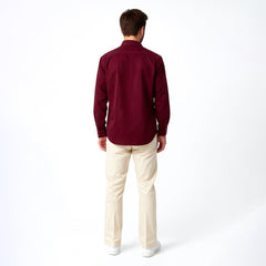 Red Denim Twill Cotton Shirt - Crimson Draft