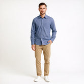 Blue Houndstooth Khadi Cotton Shirt - Skyline Check